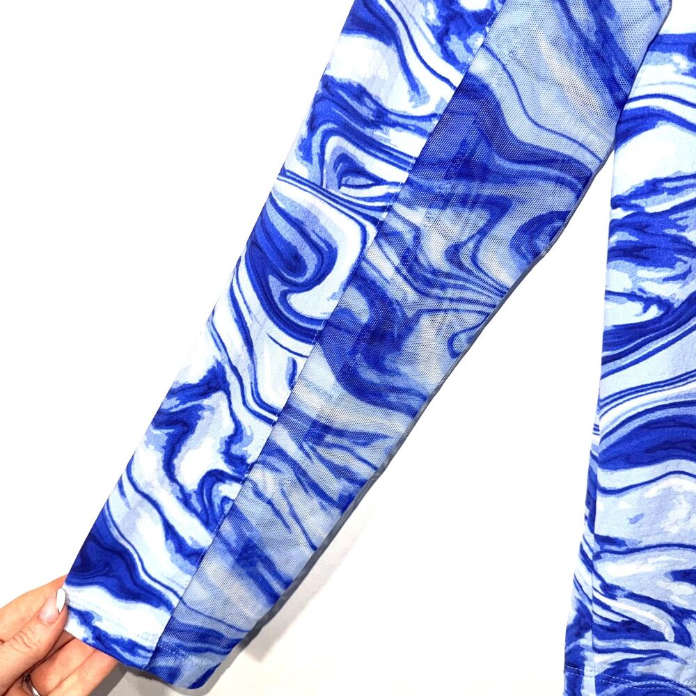 IBKUL Long Sleeve All Over Print Quarter Zip Golf Shirt - Blue/White L - Picture 3 of 6